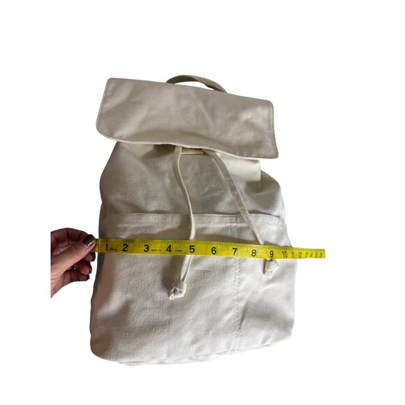 Laude The Label Natural Convertible Canvas Backpack Drawstring Closure Ivory - Picture 9 of 10